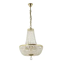 Люстра хрустальная подвесная Castellana E 1.5.40.100 G Arti Lampadari прозрачная без плафона на 6 ламп, основание золотое в стиле классический Люстра хрустальная подвесная Castellana E 1.5.40.100 G Arti Lampadari прозрачная без плафона на 6 ламп, основание золотое в стиле классический